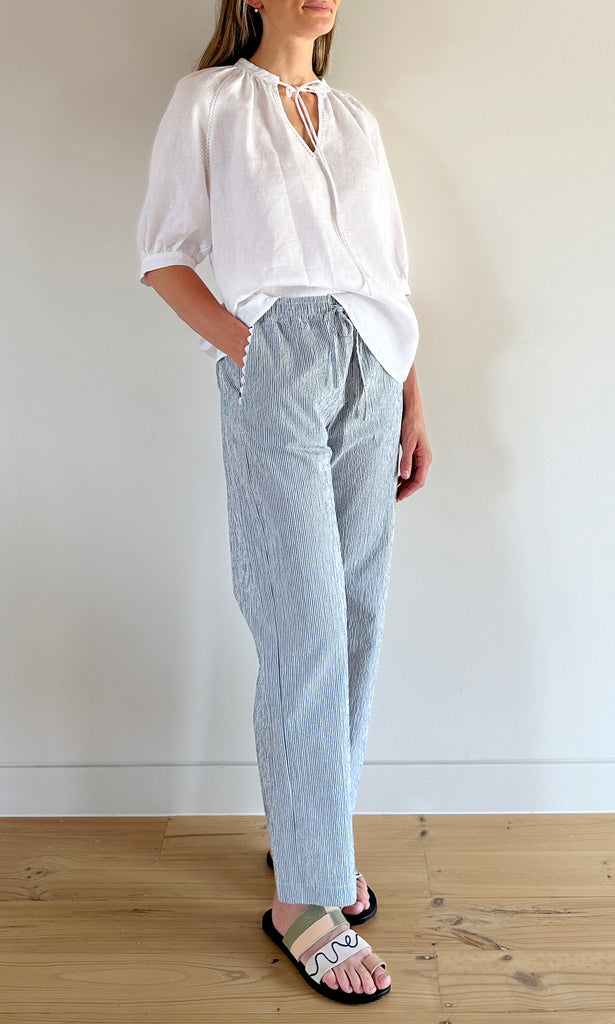 Linen Lace Trimmed Raglan Top