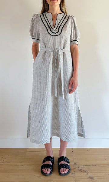 Stripe Linen Ric Rac Trim Dress sold out – Anna Hoffmann